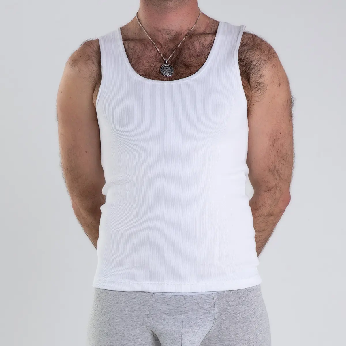 Mens Rib Singlet White